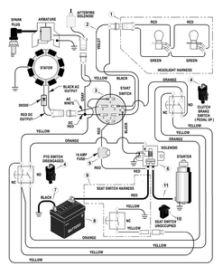 Electrical System Diagram and Parts List for 465600X71A 2001 Briggs and Stratton Lawn Tractor